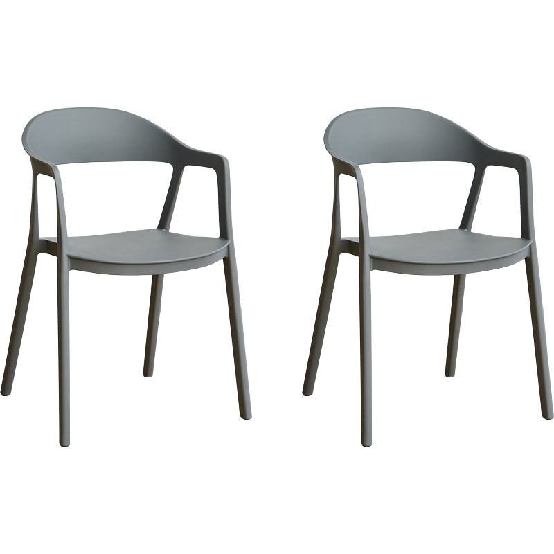 Nordic Style Matte Finish Plastic Armless Dining Chair for Home Grey 2 Piece Set Clearhalo 'Dining Chairs' 'Dining Tables & Seating' 'dining_chair' 'furn' 'furn_dining_chair' 'Furniture' 'Kitchen & Dining Furniture' 7636590