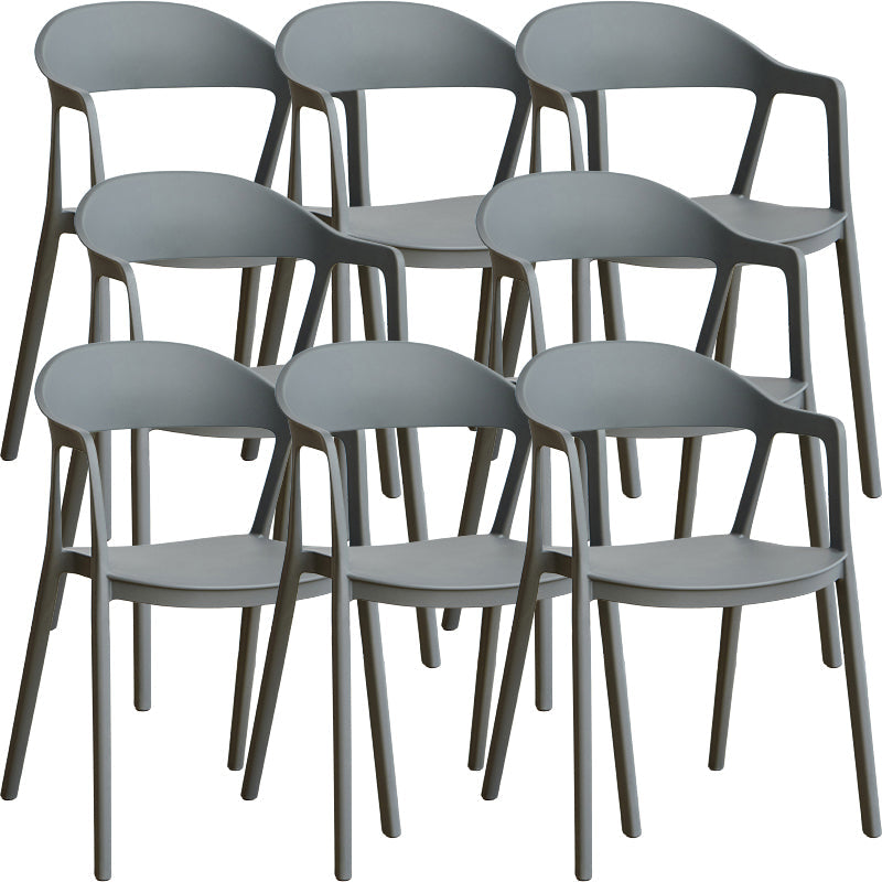 Nordic Style Matte Finish Plastic Armless Dining Chair for Home Grey 8 Piece Set Clearhalo 'Dining Chairs' 'Dining Tables & Seating' 'dining_chair' 'furn' 'furn_dining_chair' 'Furniture' 'Kitchen & Dining Furniture' 7636595