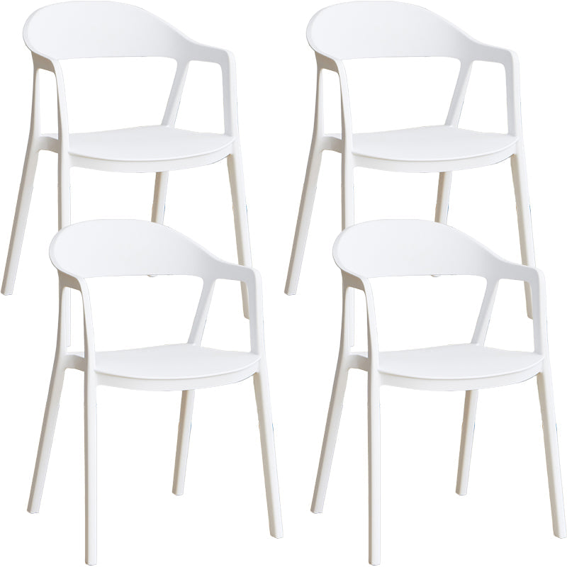 Nordic Style Matte Finish Plastic Armless Dining Chair for Home White 4 Piece Set Clearhalo 'Dining Chairs' 'Dining Tables & Seating' 'dining_chair' 'furn' 'furn_dining_chair' 'Furniture' 'Kitchen & Dining Furniture' 7636599