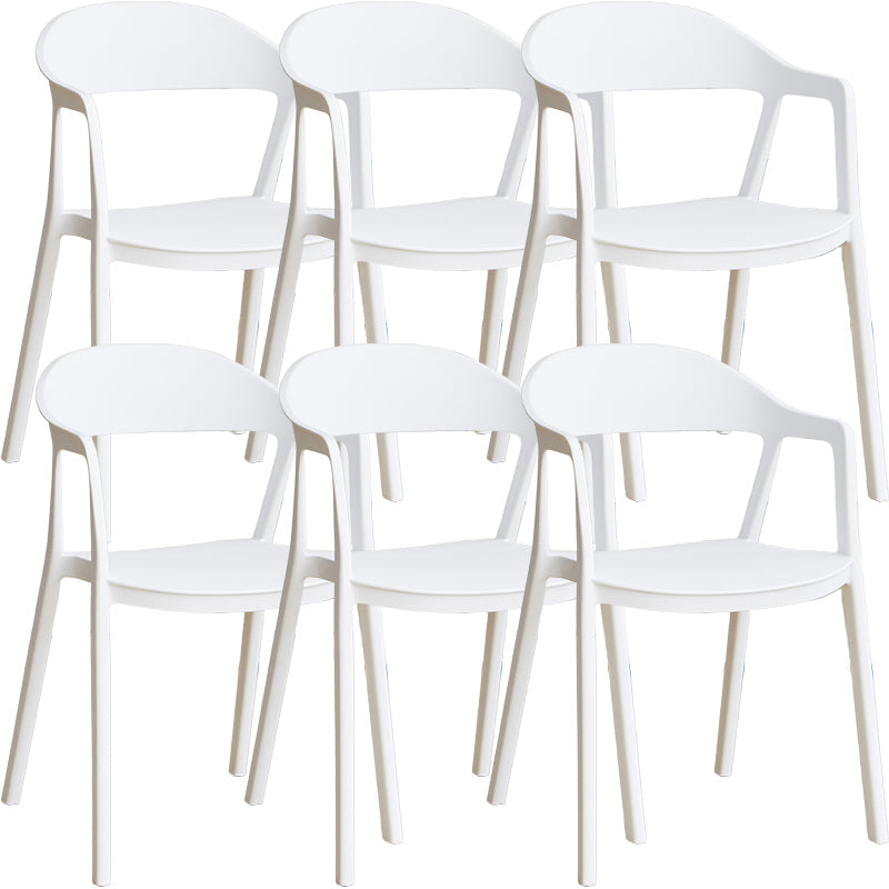 Nordic Style Matte Finish Plastic Armless Dining Chair for Home White 6 Piece Set Clearhalo 'Dining Chairs' 'Dining Tables & Seating' 'dining_chair' 'furn' 'furn_dining_chair' 'Furniture' 'Kitchen & Dining Furniture' 7636600
