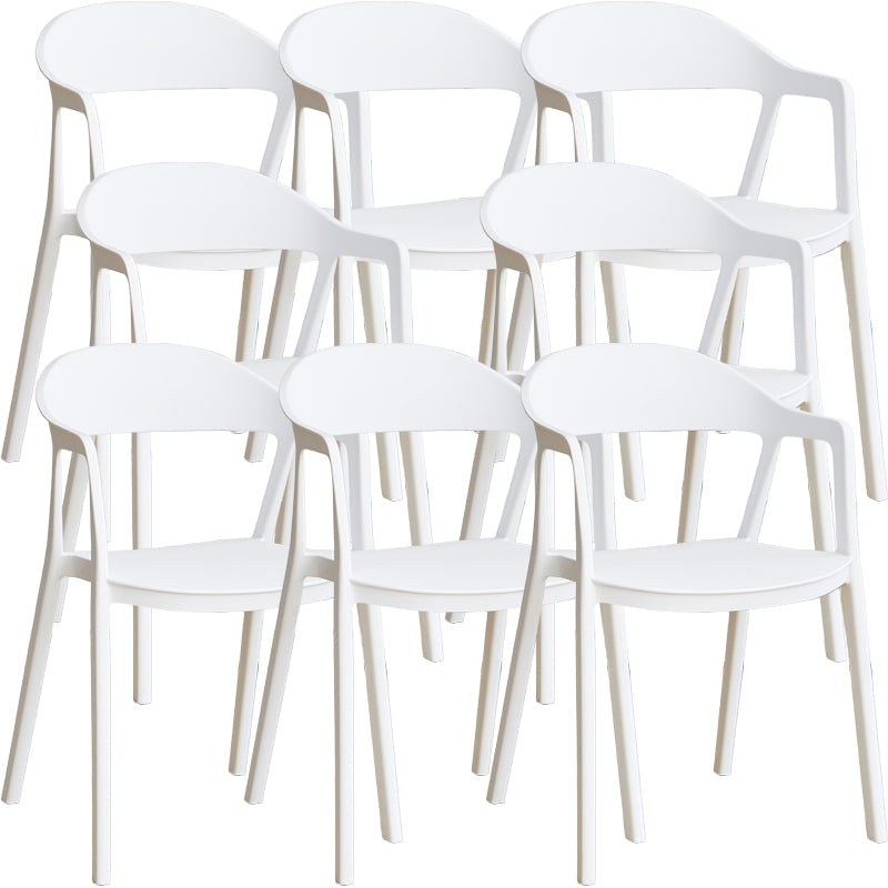 Nordic Style Matte Finish Plastic Armless Dining Chair for Home White 8 Piece Set Clearhalo 'Dining Chairs' 'Dining Tables & Seating' 'dining_chair' 'furn' 'furn_dining_chair' 'Furniture' 'Kitchen & Dining Furniture' 7636601