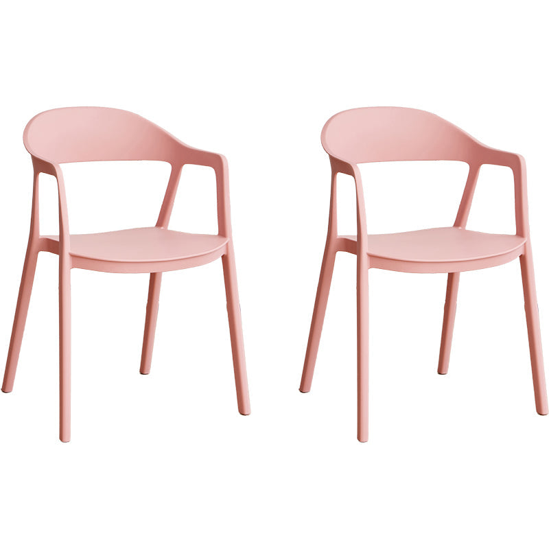 Nordic Style Matte Finish Plastic Armless Dining Chair for Home Pink 2 Piece Set Clearhalo 'Dining Chairs' 'Dining Tables & Seating' 'dining_chair' 'furn' 'furn_dining_chair' 'Furniture' 'Kitchen & Dining Furniture' 7636603