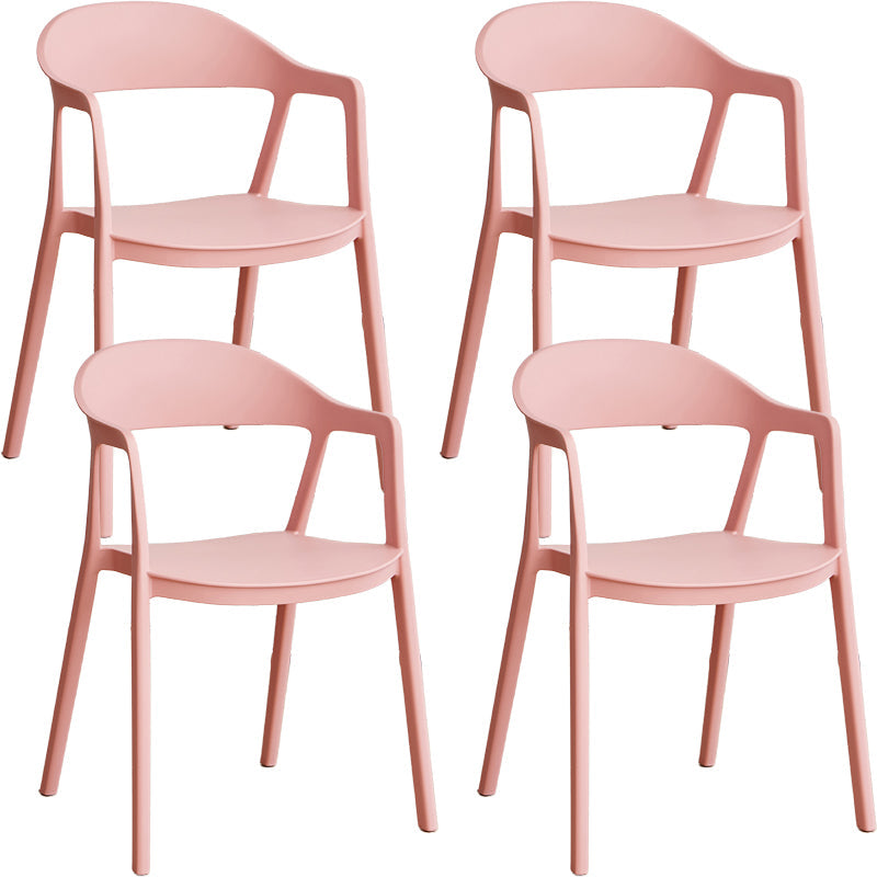 Nordic Style Matte Finish Plastic Armless Dining Chair for Home Pink 4 Piece Set Clearhalo 'Dining Chairs' 'Dining Tables & Seating' 'dining_chair' 'furn' 'furn_dining_chair' 'Furniture' 'Kitchen & Dining Furniture' 7636604