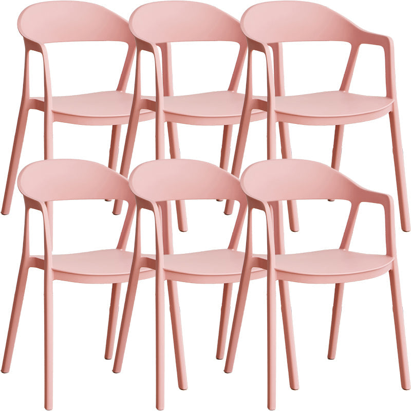 Nordic Style Matte Finish Plastic Armless Dining Chair for Home Pink 6 Piece Set Clearhalo 'Dining Chairs' 'Dining Tables & Seating' 'dining_chair' 'furn' 'furn_dining_chair' 'Furniture' 'Kitchen & Dining Furniture' 7636605