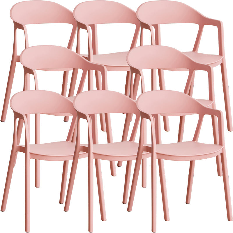 Nordic Style Matte Finish Plastic Armless Dining Chair for Home Pink 8 Piece Set Clearhalo 'Dining Chairs' 'Dining Tables & Seating' 'dining_chair' 'furn' 'furn_dining_chair' 'Furniture' 'Kitchen & Dining Furniture' 7636606