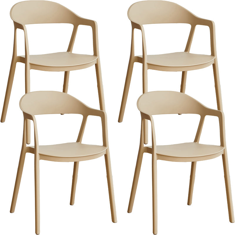 Nordic Style Matte Finish Plastic Armless Dining Chair for Home Camel 4 Piece Set Clearhalo 'Dining Chairs' 'Dining Tables & Seating' 'dining_chair' 'furn' 'furn_dining_chair' 'Furniture' 'Kitchen & Dining Furniture' 7636619