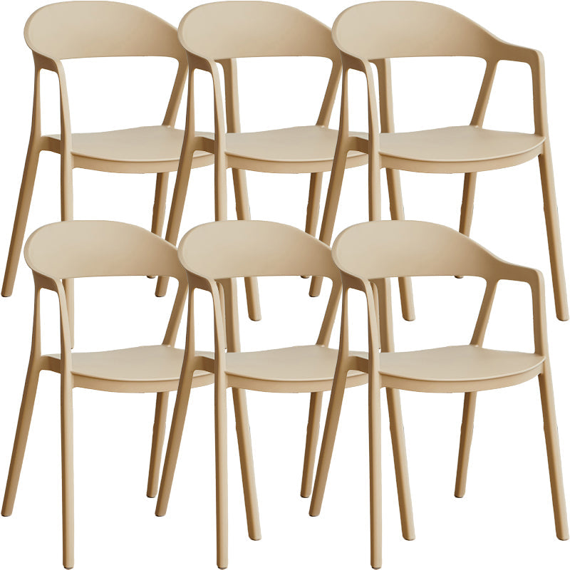Nordic Style Matte Finish Plastic Armless Dining Chair for Home Camel 6 Piece Set Clearhalo 'Dining Chairs' 'Dining Tables & Seating' 'dining_chair' 'furn' 'furn_dining_chair' 'Furniture' 'Kitchen & Dining Furniture' 7636620