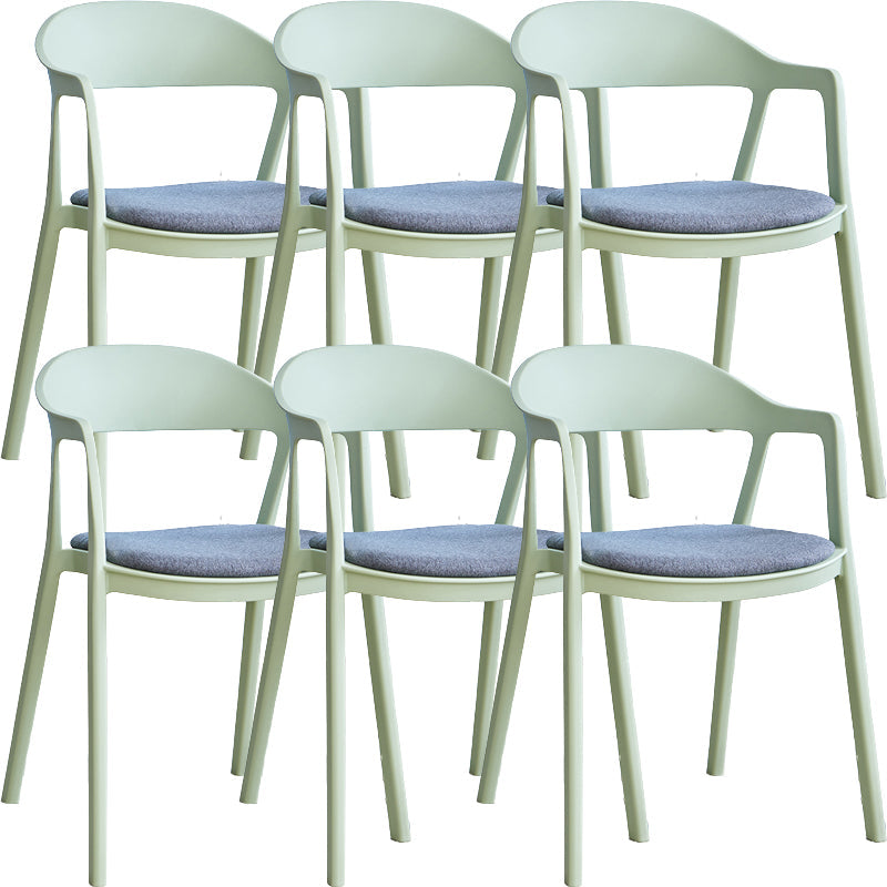 Nordic Style Matte Finish Plastic Armless Dining Chair for Home Gray-Green 6 Piece Set Clearhalo 'Dining Chairs' 'Dining Tables & Seating' 'dining_chair' 'furn' 'furn_dining_chair' 'Furniture' 'Kitchen & Dining Furniture' 7636625