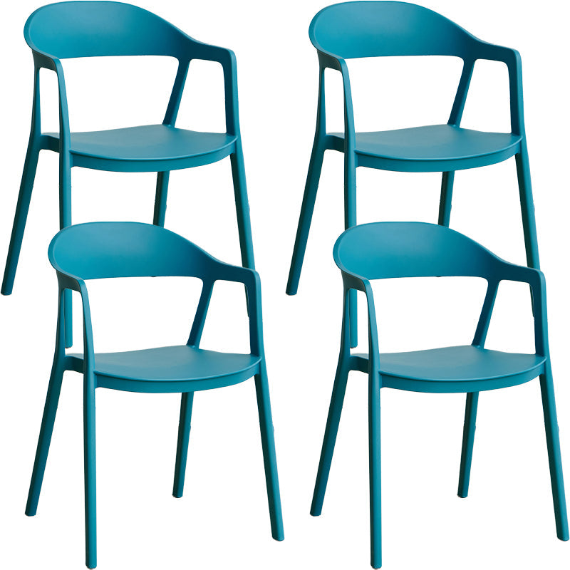 Nordic Style Matte Finish Plastic Armless Dining Chair for Home Peacock Blue 4 Piece Set Clearhalo 'Dining Chairs' 'Dining Tables & Seating' 'dining_chair' 'furn' 'furn_dining_chair' 'Furniture' 'Kitchen & Dining Furniture' 7636629