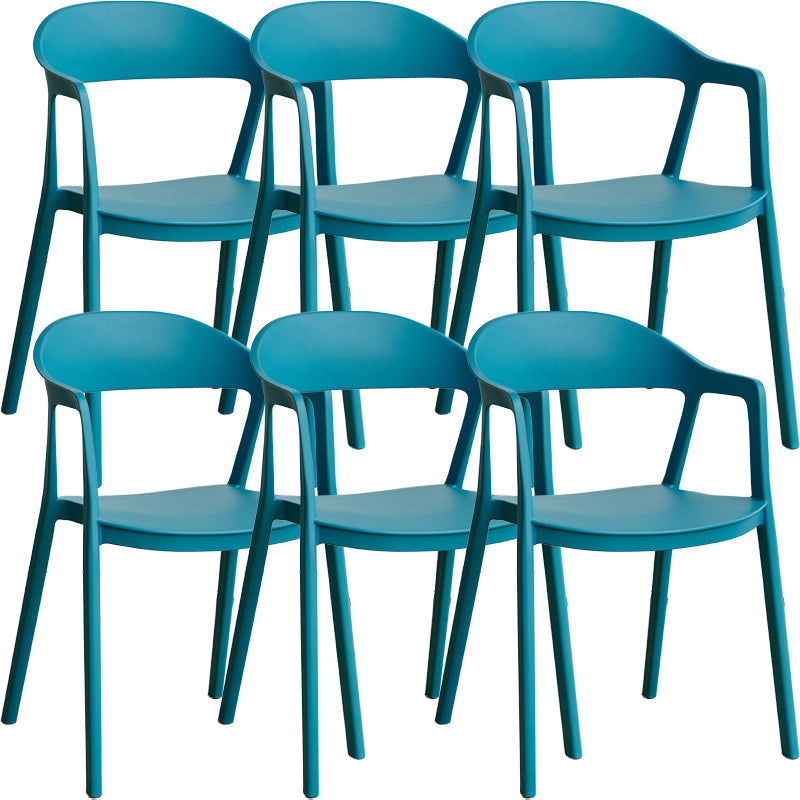 Nordic Style Matte Finish Plastic Armless Dining Chair for Home Peacock Blue 6 Piece Set Clearhalo 'Dining Chairs' 'Dining Tables & Seating' 'dining_chair' 'furn' 'furn_dining_chair' 'Furniture' 'Kitchen & Dining Furniture' 7636630