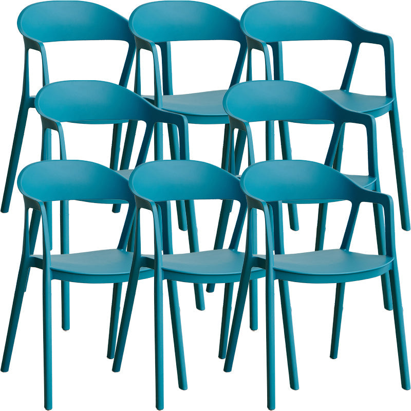 Nordic Style Matte Finish Plastic Armless Dining Chair for Home Peacock Blue 8 Piece Set Clearhalo 'Dining Chairs' 'Dining Tables & Seating' 'dining_chair' 'furn' 'furn_dining_chair' 'Furniture' 'Kitchen & Dining Furniture' 7636631