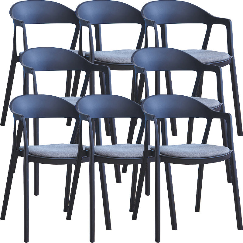Nordic Style Matte Finish Plastic Armless Dining Chair for Home Black-Gray 8 Piece Set Clearhalo 'Dining Chairs' 'Dining Tables & Seating' 'dining_chair' 'furn' 'furn_dining_chair' 'Furniture' 'Kitchen & Dining Furniture' 7636636