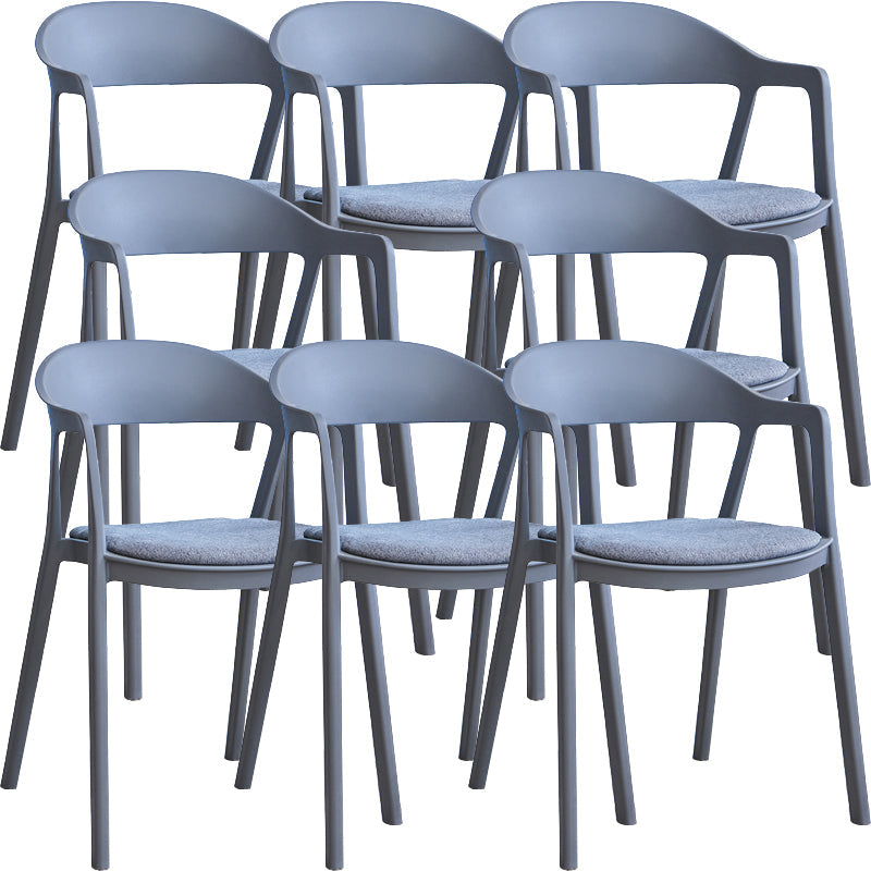 Nordic Style Matte Finish Plastic Armless Dining Chair for Home Gray Black 8 Piece Set Clearhalo 'Dining Chairs' 'Dining Tables & Seating' 'dining_chair' 'furn' 'furn_dining_chair' 'Furniture' 'Kitchen & Dining Furniture' 7636641