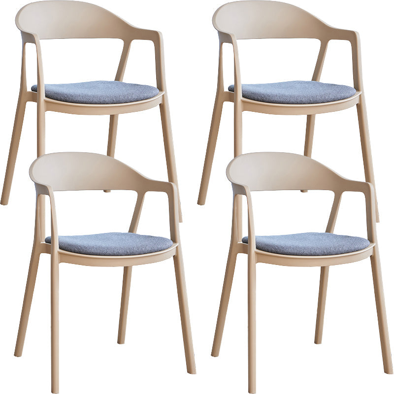 Nordic Style Matte Finish Plastic Armless Dining Chair for Home Light Camel 4 Piece Set Clearhalo 'Dining Chairs' 'Dining Tables & Seating' 'dining_chair' 'furn' 'furn_dining_chair' 'Furniture' 'Kitchen & Dining Furniture' 7636644