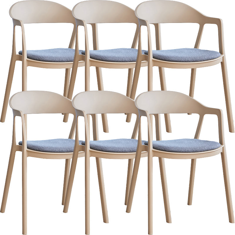Nordic Style Matte Finish Plastic Armless Dining Chair for Home Light Camel 6 Piece Set Clearhalo 'Dining Chairs' 'Dining Tables & Seating' 'dining_chair' 'furn' 'furn_dining_chair' 'Furniture' 'Kitchen & Dining Furniture' 7636645