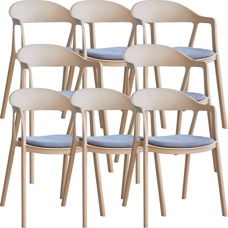 Nordic Style Matte Finish Plastic Armless Dining Chair for Home Light Camel 8 Piece Set Clearhalo 'Dining Chairs' 'Dining Tables & Seating' 'dining_chair' 'furn' 'furn_dining_chair' 'Furniture' 'Kitchen & Dining Furniture' 7636646