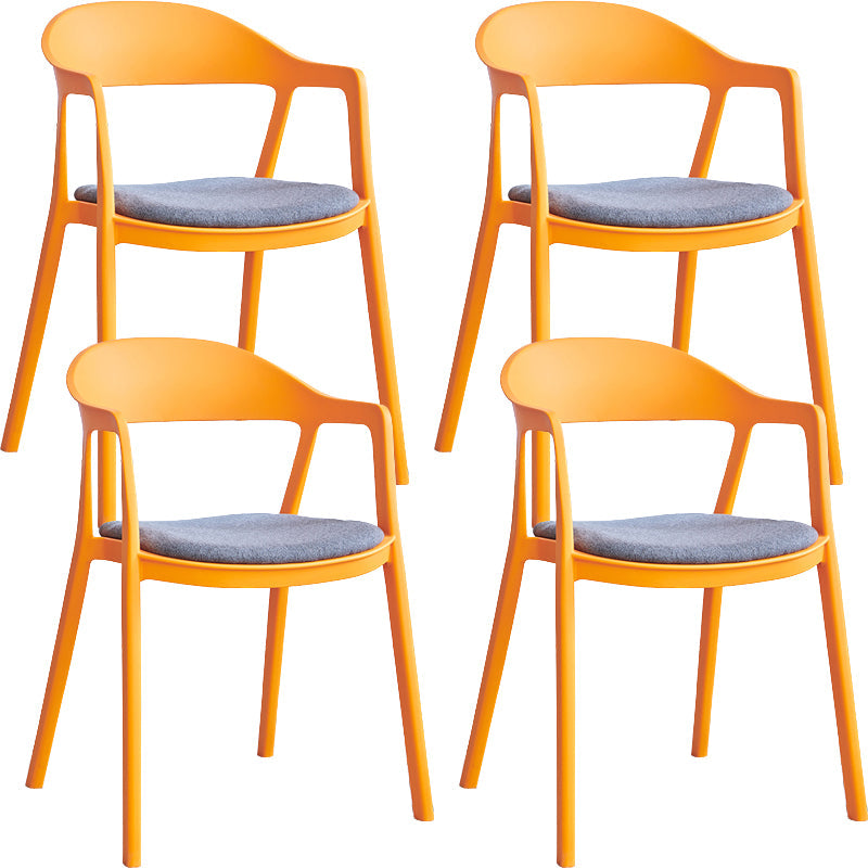 Nordic Style Matte Finish Plastic Armless Dining Chair for Home Blue-Orange 4 Piece Set Clearhalo 'Dining Chairs' 'Dining Tables & Seating' 'dining_chair' 'furn' 'furn_dining_chair' 'Furniture' 'Kitchen & Dining Furniture' 7636654