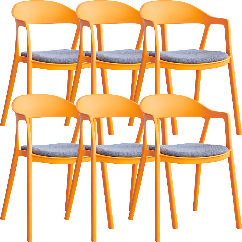 Nordic Style Matte Finish Plastic Armless Dining Chair for Home Blue-Orange 6 Piece Set Clearhalo 'Dining Chairs' 'Dining Tables & Seating' 'dining_chair' 'furn' 'furn_dining_chair' 'Furniture' 'Kitchen & Dining Furniture' 7636655