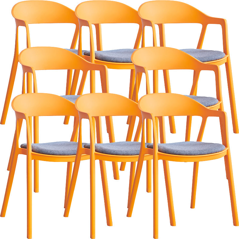 Nordic Style Matte Finish Plastic Armless Dining Chair for Home Blue-Orange 8 Piece Set Clearhalo 'Dining Chairs' 'Dining Tables & Seating' 'dining_chair' 'furn' 'furn_dining_chair' 'Furniture' 'Kitchen & Dining Furniture' 7636656