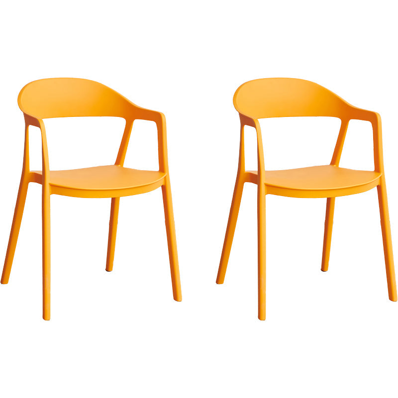 Nordic Style Matte Finish Plastic Armless Dining Chair for Home Orange 2 Piece Set Clearhalo 'Dining Chairs' 'Dining Tables & Seating' 'dining_chair' 'furn' 'furn_dining_chair' 'Furniture' 'Kitchen & Dining Furniture' 7636658