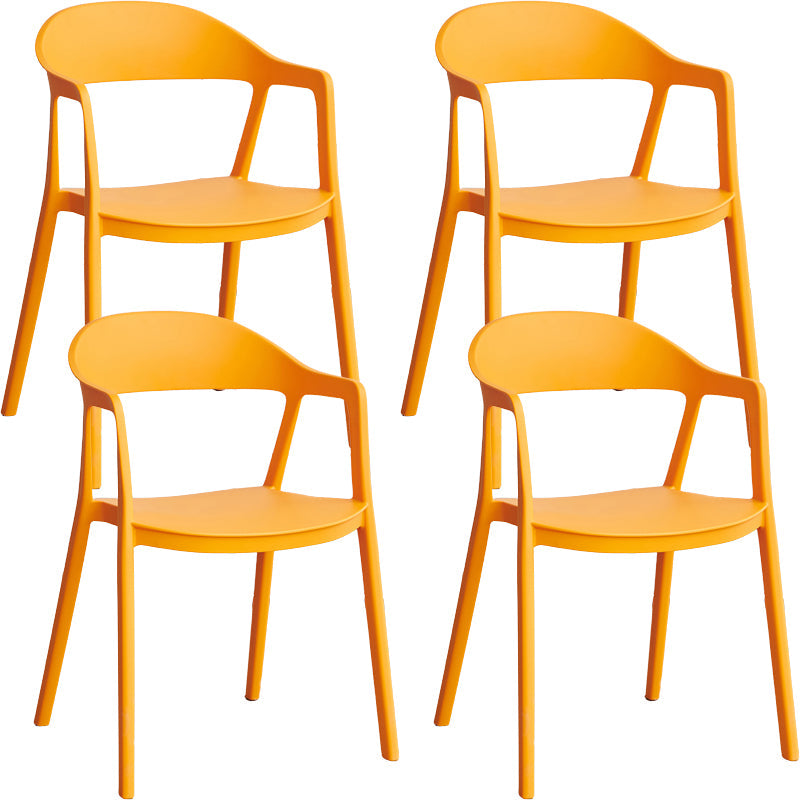 Nordic Style Matte Finish Plastic Armless Dining Chair for Home Orange 4 Piece Set Clearhalo 'Dining Chairs' 'Dining Tables & Seating' 'dining_chair' 'furn' 'furn_dining_chair' 'Furniture' 'Kitchen & Dining Furniture' 7636659