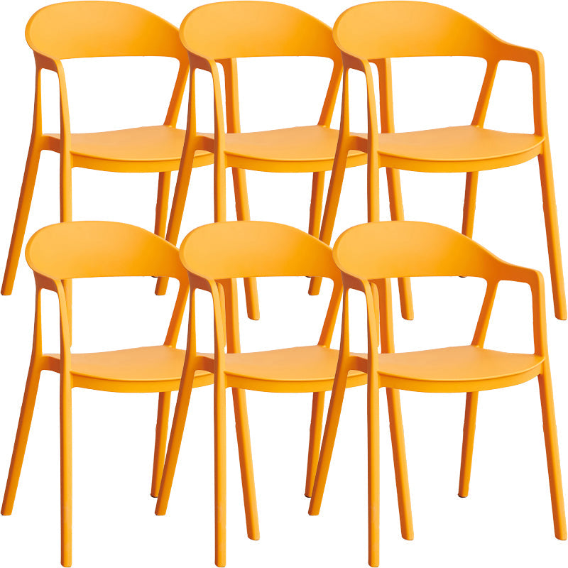 Nordic Style Matte Finish Plastic Armless Dining Chair for Home Orange 6 Piece Set Clearhalo 'Dining Chairs' 'Dining Tables & Seating' 'dining_chair' 'furn' 'furn_dining_chair' 'Furniture' 'Kitchen & Dining Furniture' 7636660