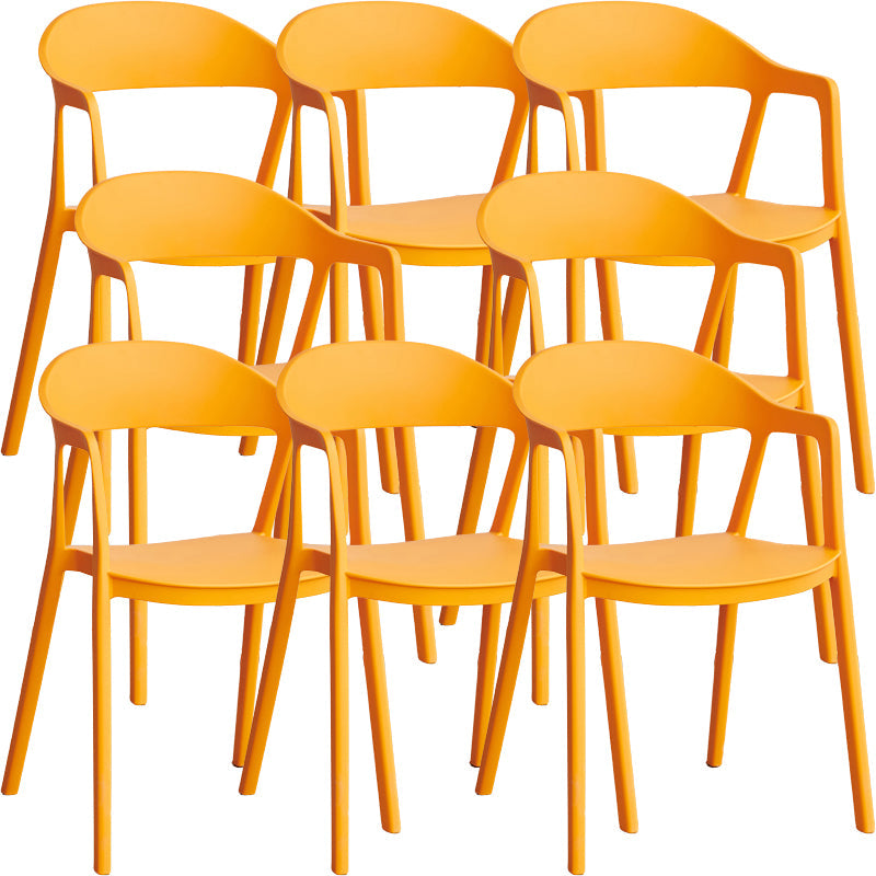 Nordic Style Matte Finish Plastic Armless Dining Chair for Home Orange 8 Piece Set Clearhalo 'Dining Chairs' 'Dining Tables & Seating' 'dining_chair' 'furn' 'furn_dining_chair' 'Furniture' 'Kitchen & Dining Furniture' 7636661