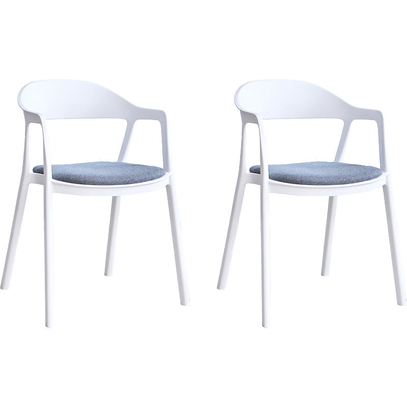 Nordic Style Matte Finish Plastic Armless Dining Chair for Home White-Gray 2 Piece Set Clearhalo 'Dining Chairs' 'Dining Tables & Seating' 'dining_chair' 'furn' 'furn_dining_chair' 'Furniture' 'Kitchen & Dining Furniture' 7636663