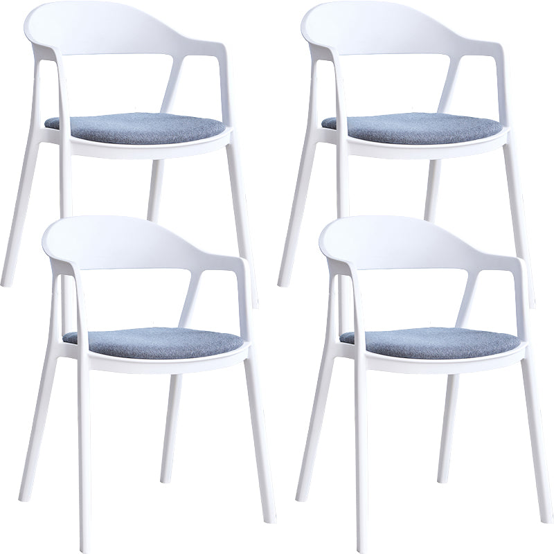 Nordic Style Matte Finish Plastic Armless Dining Chair for Home White-Gray 4 Piece Set Clearhalo 'Dining Chairs' 'Dining Tables & Seating' 'dining_chair' 'furn' 'furn_dining_chair' 'Furniture' 'Kitchen & Dining Furniture' 7636664