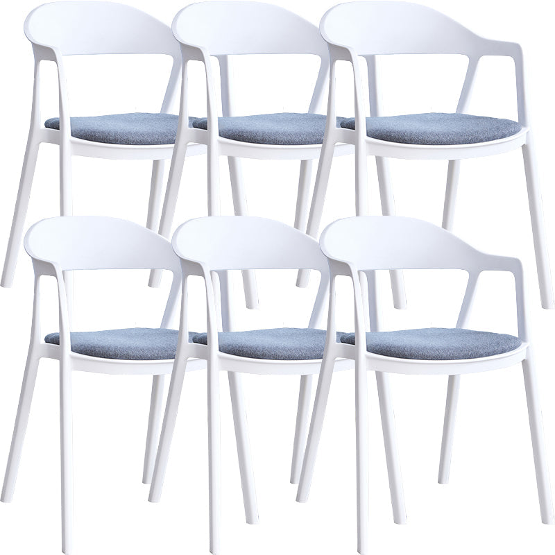 Nordic Style Matte Finish Plastic Armless Dining Chair for Home White-Gray 6 Piece Set Clearhalo 'Dining Chairs' 'Dining Tables & Seating' 'dining_chair' 'furn' 'furn_dining_chair' 'Furniture' 'Kitchen & Dining Furniture' 7636665