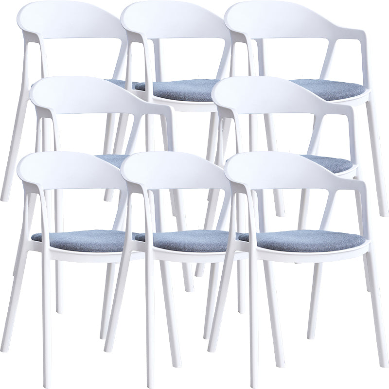 Nordic Style Matte Finish Plastic Armless Dining Chair for Home White-Gray 8 Piece Set Clearhalo 'Dining Chairs' 'Dining Tables & Seating' 'dining_chair' 'furn' 'furn_dining_chair' 'Furniture' 'Kitchen & Dining Furniture' 7636666