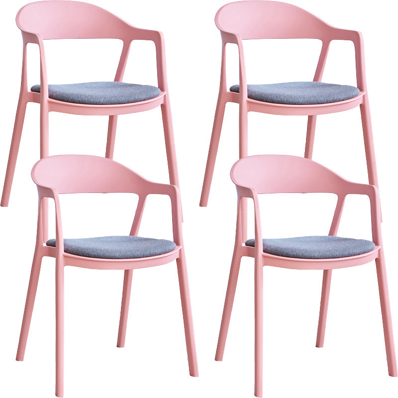 Nordic Style Matte Finish Plastic Armless Dining Chair for Home Grey-Pink 4 Piece Set Clearhalo 'Dining Chairs' 'Dining Tables & Seating' 'dining_chair' 'furn' 'furn_dining_chair' 'Furniture' 'Kitchen & Dining Furniture' 7636669