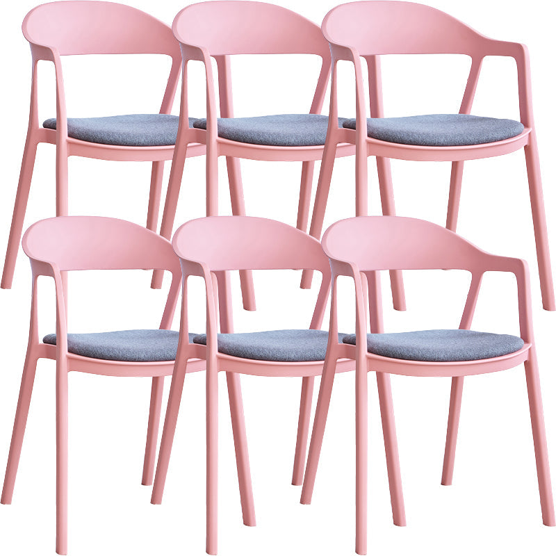 Nordic Style Matte Finish Plastic Armless Dining Chair for Home Grey-Pink 6 Piece Set Clearhalo 'Dining Chairs' 'Dining Tables & Seating' 'dining_chair' 'furn' 'furn_dining_chair' 'Furniture' 'Kitchen & Dining Furniture' 7636670