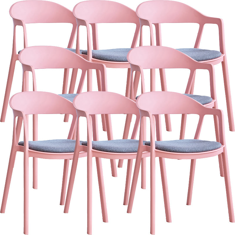 Nordic Style Matte Finish Plastic Armless Dining Chair for Home Grey-Pink 8 Piece Set Clearhalo 'Dining Chairs' 'Dining Tables & Seating' 'dining_chair' 'furn' 'furn_dining_chair' 'Furniture' 'Kitchen & Dining Furniture' 7636671