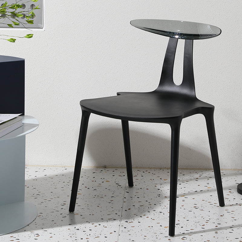 Contemporary Style Plastic Armless Dining Chair for Home Use Black 1 Piece Clearhalo 'Dining Chairs' 'Dining Tables & Seating' 'dining_chair' 'furn' 'furn_dining_chair' 'Furniture' 'Kitchen & Dining Furniture' 7636690