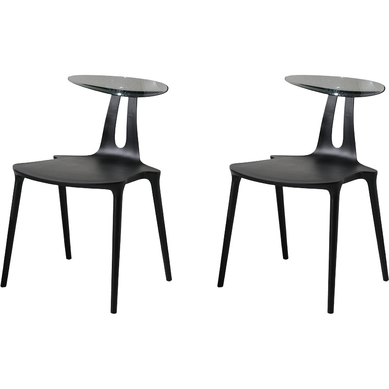 Contemporary Style Plastic Armless Dining Chair for Home Use Black 2 Piece Set Clearhalo 'Dining Chairs' 'Dining Tables & Seating' 'dining_chair' 'furn' 'furn_dining_chair' 'Furniture' 'Kitchen & Dining Furniture' 7636691
