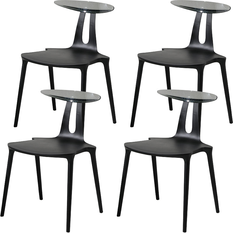 Contemporary Style Plastic Armless Dining Chair for Home Use Black 4 Piece Set Clearhalo 'Dining Chairs' 'Dining Tables & Seating' 'dining_chair' 'furn' 'furn_dining_chair' 'Furniture' 'Kitchen & Dining Furniture' 7636693