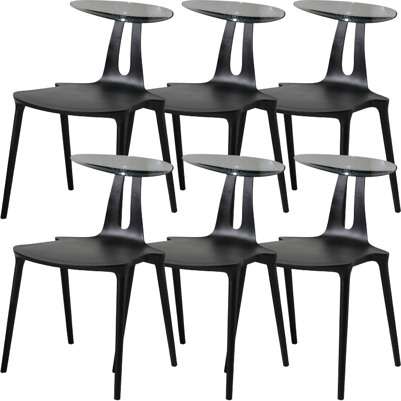 Contemporary Style Plastic Armless Dining Chair for Home Use Black 6 Piece Set Clearhalo 'Dining Chairs' 'Dining Tables & Seating' 'dining_chair' 'furn' 'furn_dining_chair' 'Furniture' 'Kitchen & Dining Furniture' 7636695
