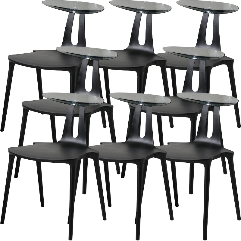Contemporary Style Plastic Armless Dining Chair for Home Use Black 8 Piece Set Clearhalo 'Dining Chairs' 'Dining Tables & Seating' 'dining_chair' 'furn' 'furn_dining_chair' 'Furniture' 'Kitchen & Dining Furniture' 7636697