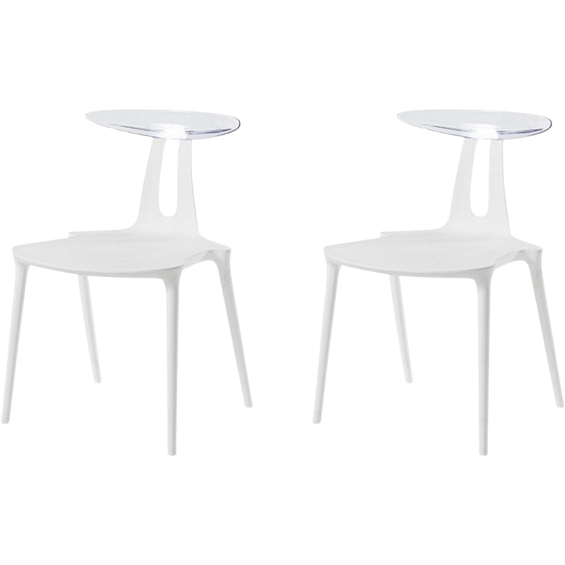 Contemporary Style Plastic Armless Dining Chair for Home Use White 2 Piece Set Clearhalo 'Dining Chairs' 'Dining Tables & Seating' 'dining_chair' 'furn' 'furn_dining_chair' 'Furniture' 'Kitchen & Dining Furniture' 7636700