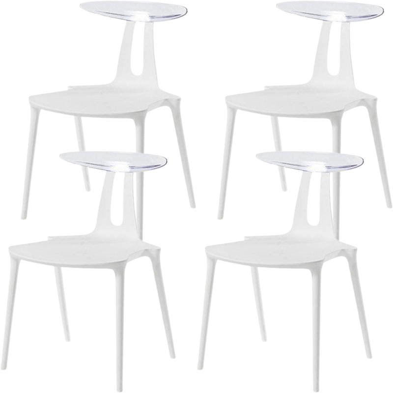 Contemporary Style Plastic Armless Dining Chair for Home Use White 4 Piece Set Clearhalo 'Dining Chairs' 'Dining Tables & Seating' 'dining_chair' 'furn' 'furn_dining_chair' 'Furniture' 'Kitchen & Dining Furniture' 7636701