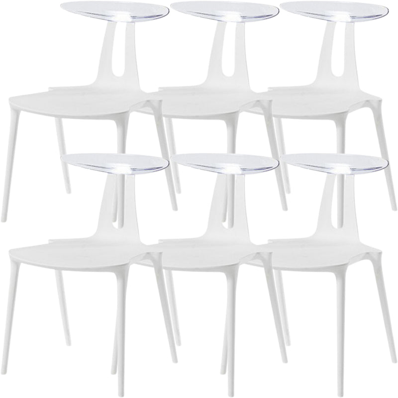 Contemporary Style Plastic Armless Dining Chair for Home Use White 6 Piece Set Clearhalo 'Dining Chairs' 'Dining Tables & Seating' 'dining_chair' 'furn' 'furn_dining_chair' 'Furniture' 'Kitchen & Dining Furniture' 7636702
