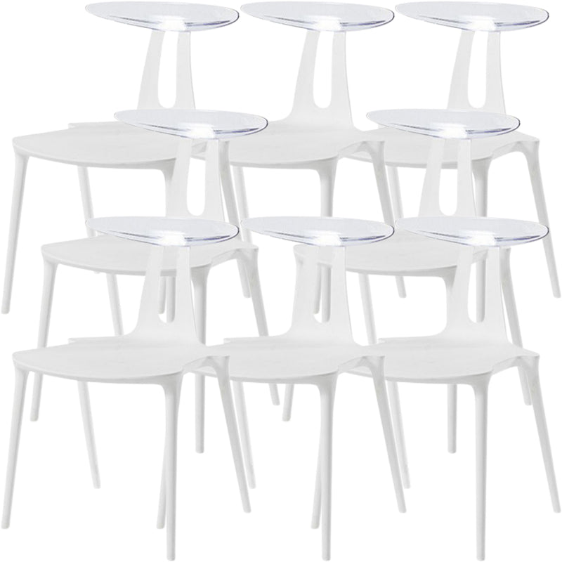 Contemporary Style Plastic Armless Dining Chair for Home Use White 8 Piece Set Clearhalo 'Dining Chairs' 'Dining Tables & Seating' 'dining_chair' 'furn' 'furn_dining_chair' 'Furniture' 'Kitchen & Dining Furniture' 7636703