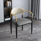 Contemporary Faux Leather Arm Dining Chair for Home in Gold Finish