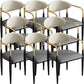 Contemporary Faux Leather Arm Dining Chair for Home in Gold Finish