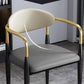 Contemporary Faux Leather Arm Dining Chair for Home in Gold Finish