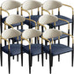 Contemporary Faux Leather Arm Dining Chair for Home in Gold Finish