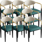 Contemporary Faux Leather Arm Dining Chair for Home in Gold Finish