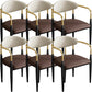 Contemporary Faux Leather Arm Dining Chair for Home in Gold Finish