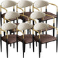 Contemporary Faux Leather Arm Dining Chair for Home in Gold Finish